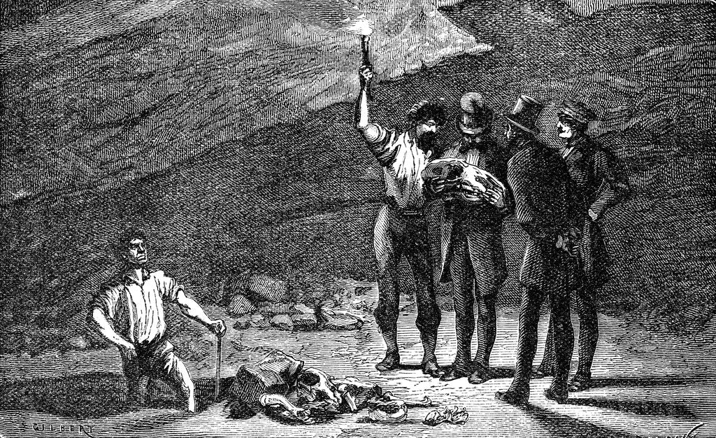 Detail of Discovery of iguanodon fossils, Bernissart, Belgium, 1878 (c1880) by Unknown