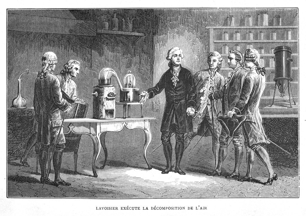 Detail of Antoine Laurent Lavoisier, French chemist, demonstrating his discovery of oxygen, 1776 (1874) by Unknown
