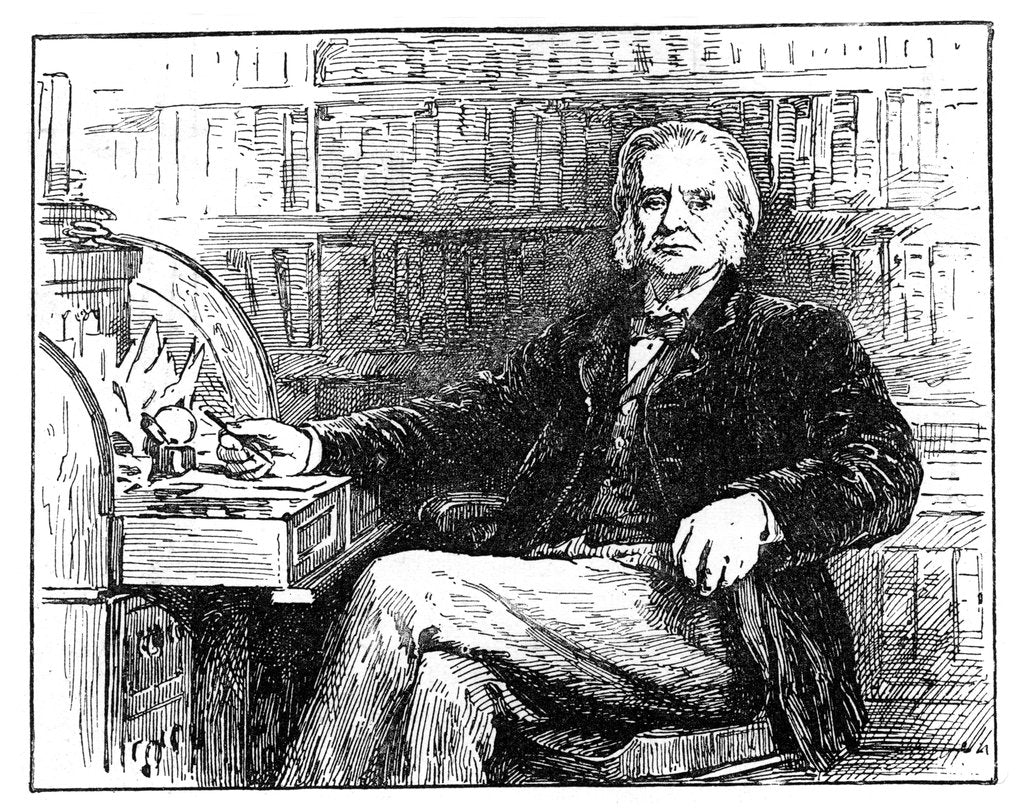 Detail of Thomas Henry Huxley, British biologist, at his desk, c1880 by Unknown