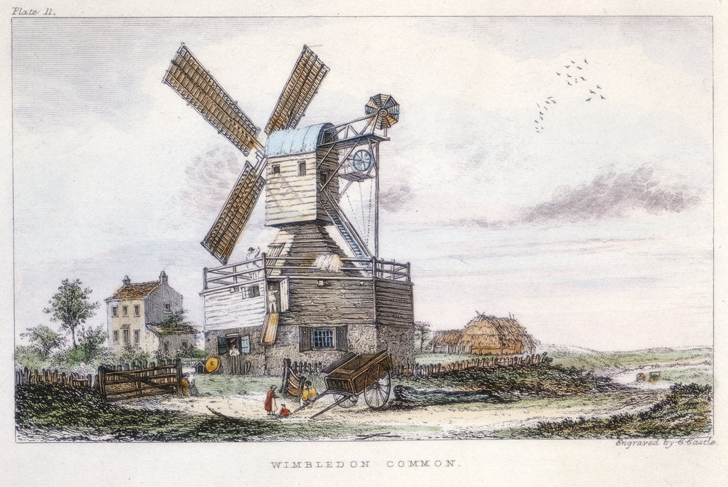 Detail of Post mill, Wimbledon Common, near London, c1840 by Castle