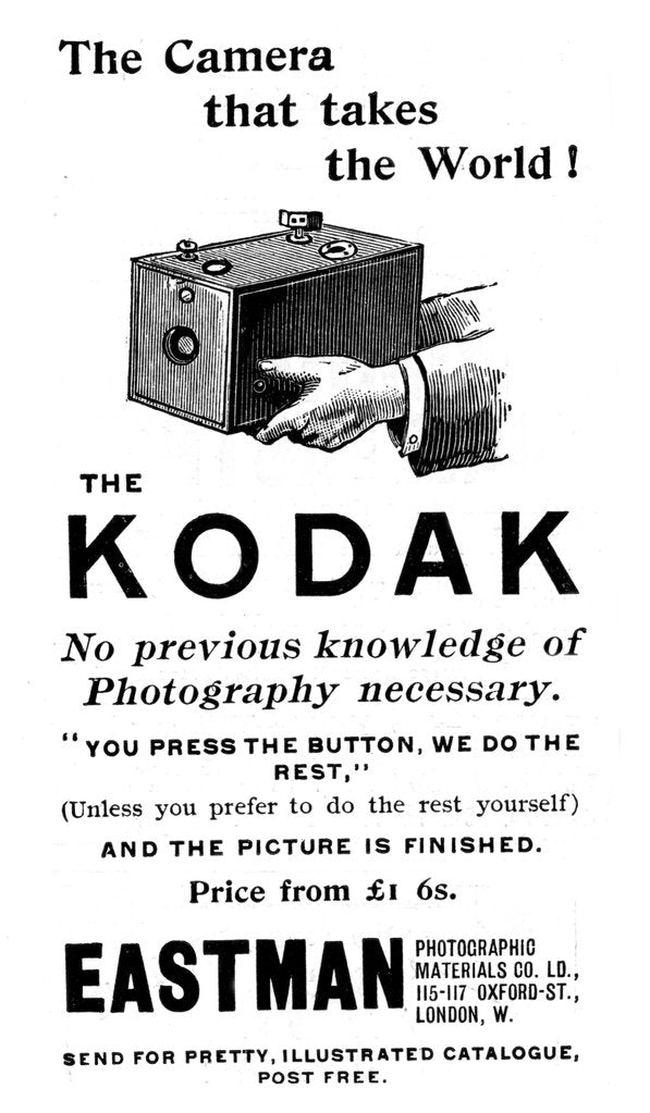 Detail of Advertisement for Kodak cameras, 1893 by Unknown