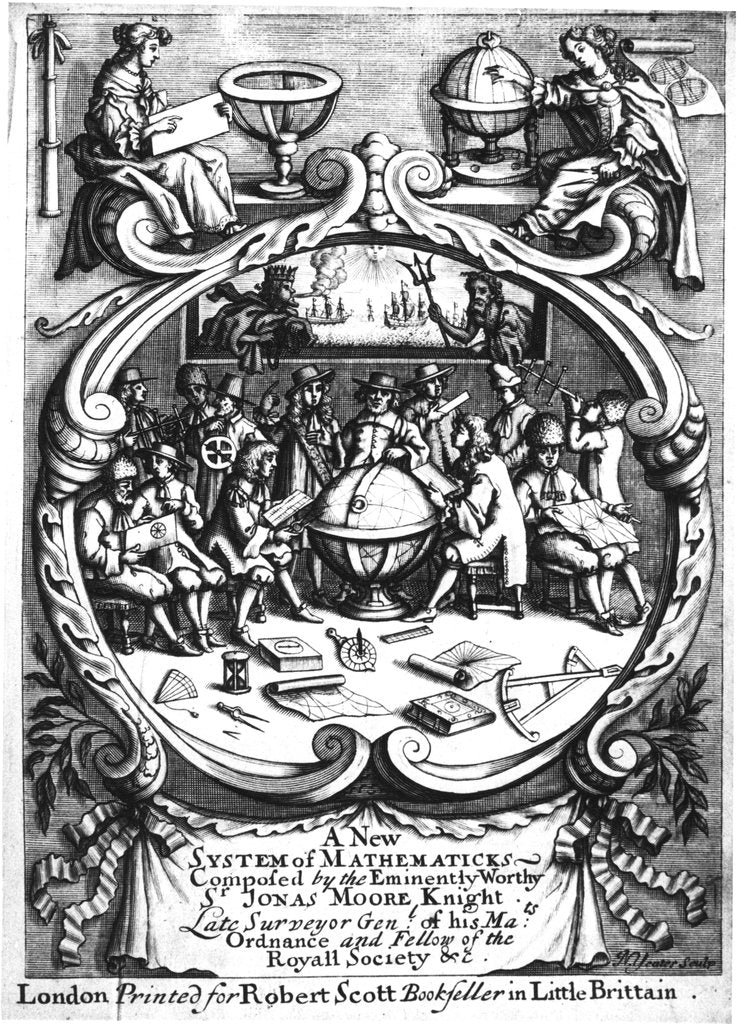 Detail of Frontispiece of A New System of Mathematicks by Jonas Moore, 1681 by Unknown