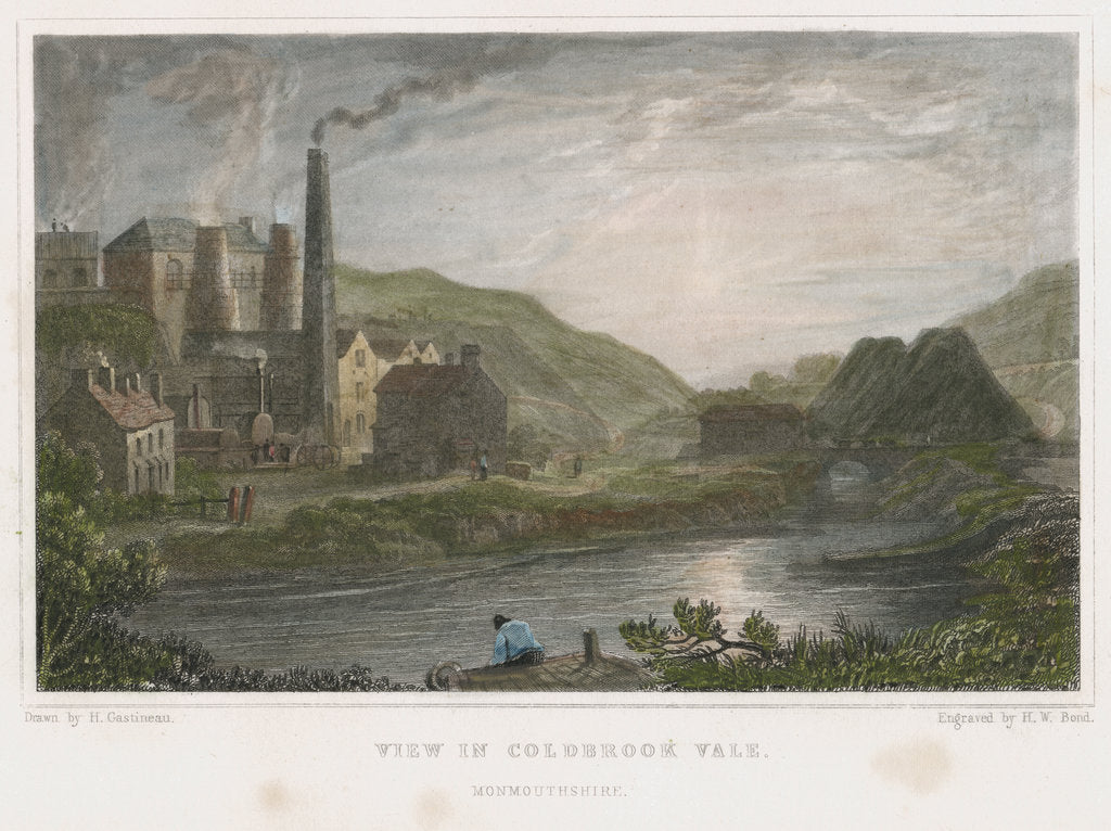 Detail of Blast furnaces for production of iron at Coalbrookdale, Shropshire, c1830 by HW Bond