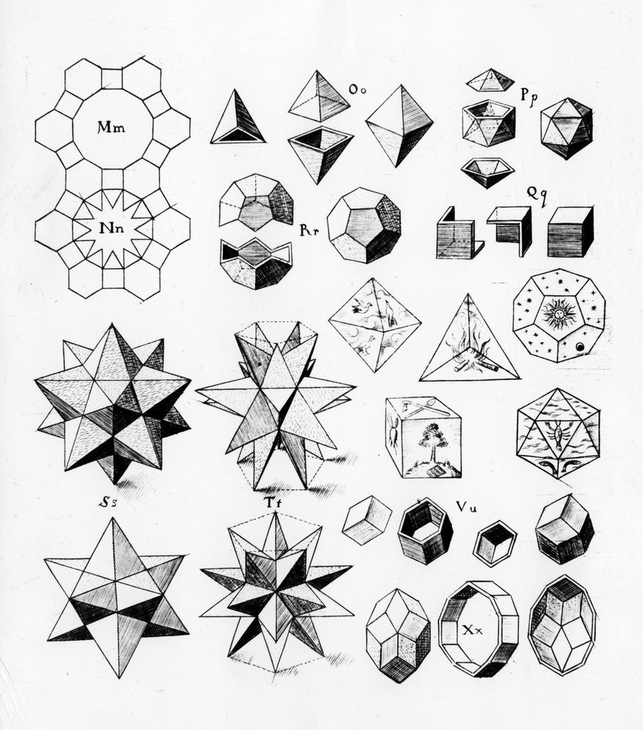 Detail of Regular geometrical solids of various types, 1619 by Unknown