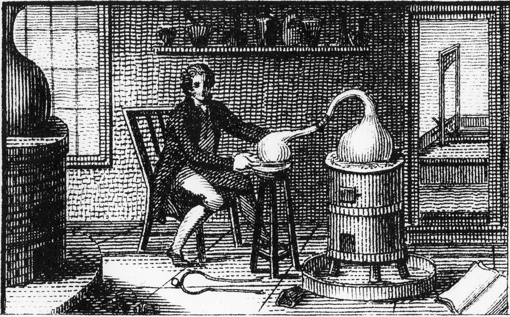 Detail of Antoine Laurent Lavoisier, 18th century French chemist, in his laboratory, 1814 by Unknown