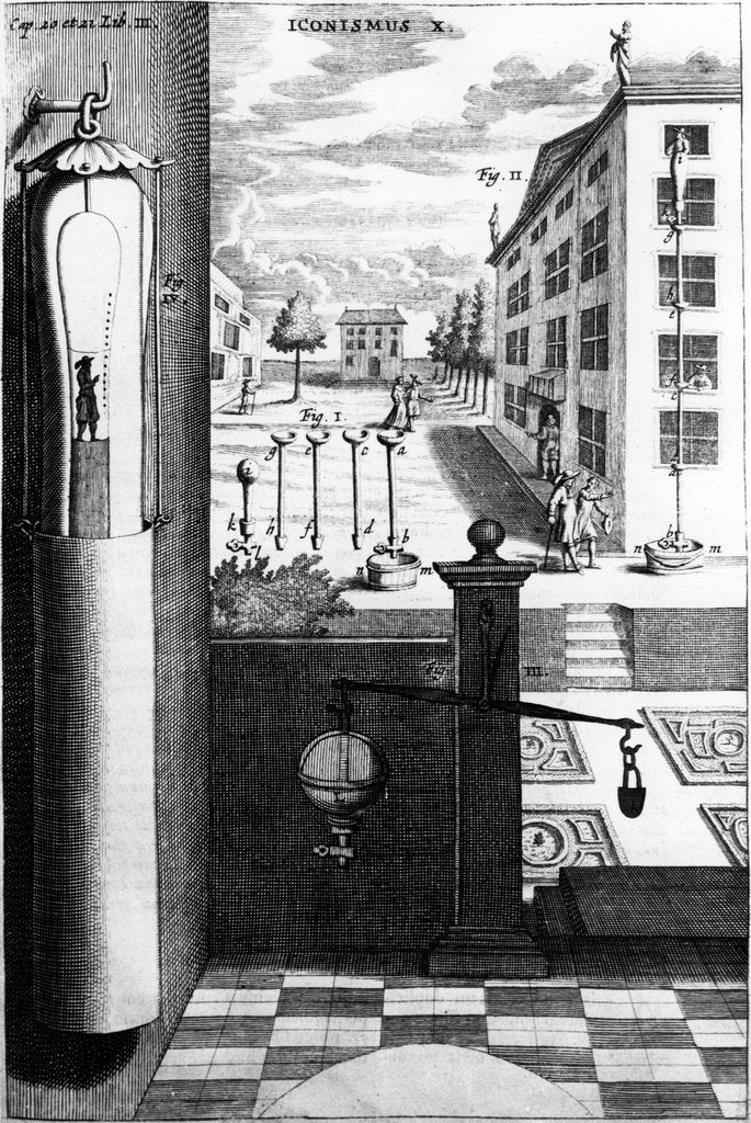 Detail of Von Guericke's water barometer, 1672 by Unknown