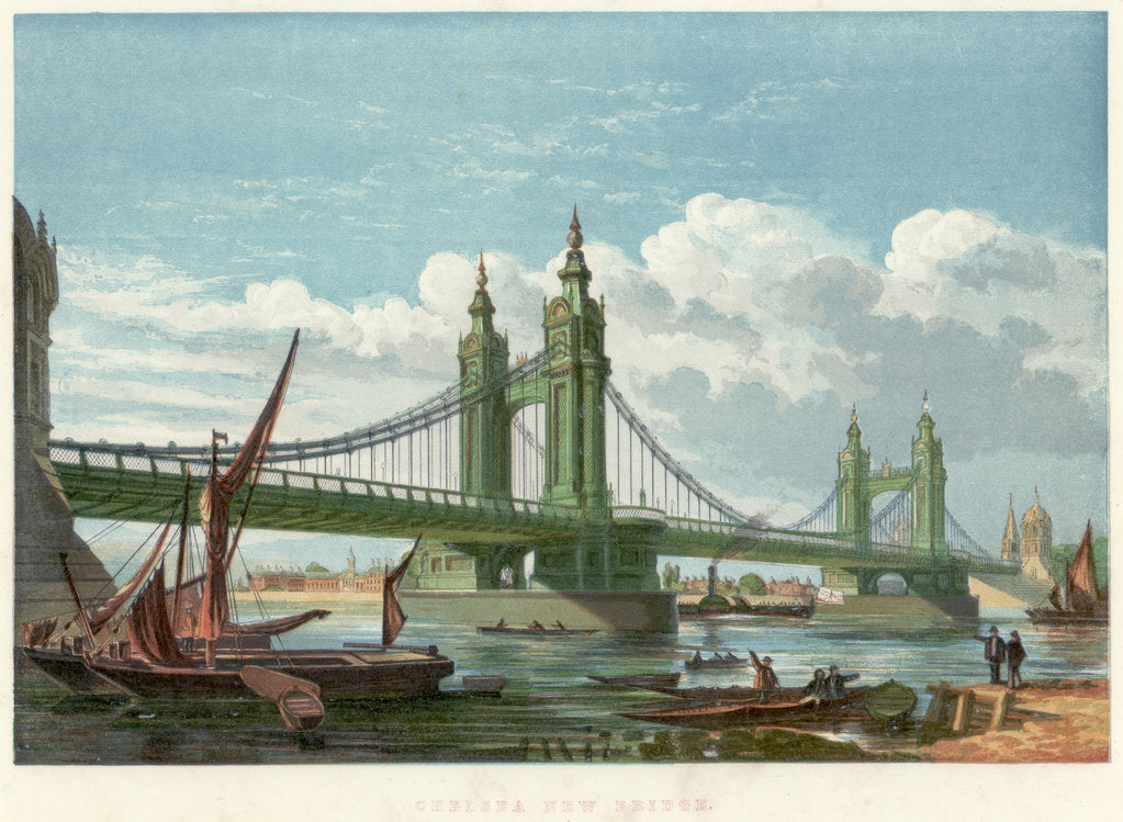 Detail of Chelsea Bridge, London, 1858 by Unknown