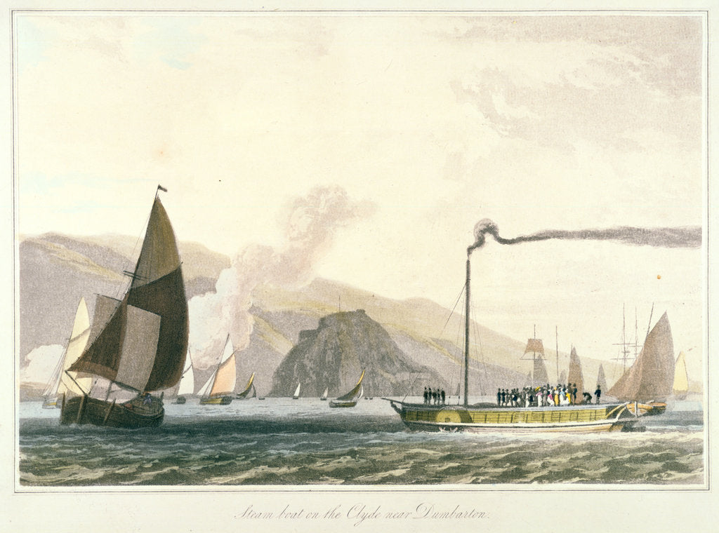 Detail of Steamboat on the Clyde near Dumbarton, c1814 by William Daniell