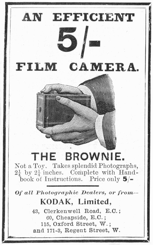 Detail of Advertisement for Kodak Brownie box cameras, 1900 by Unknown