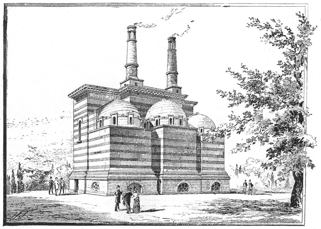 Detail of Crematorium, Pere la Chaise cemetery, Paris, 1888 by Unknown