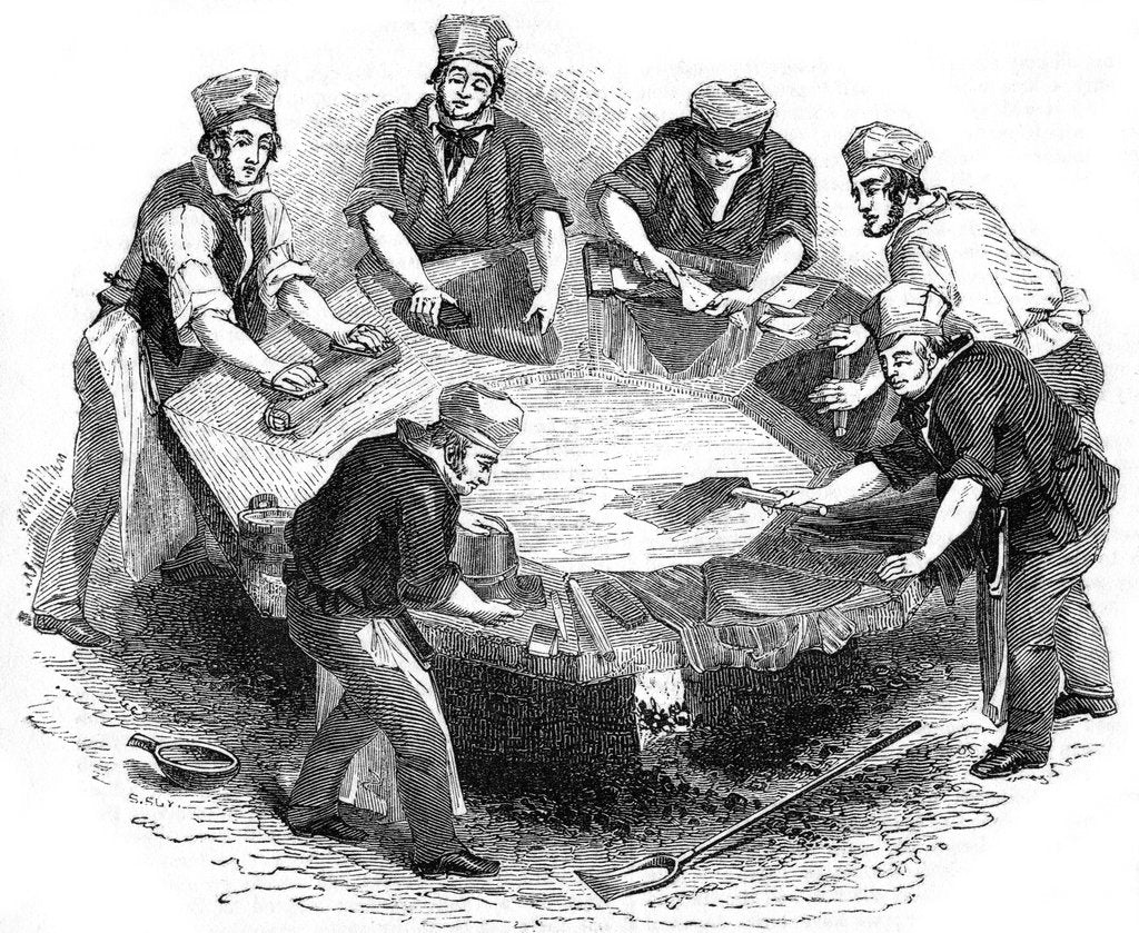 Detail of Making beaver hats, 1841 by Anonymous