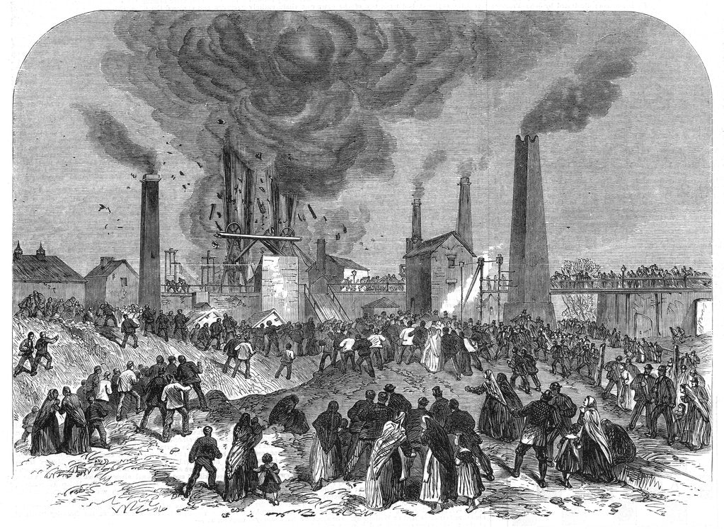 Detail of Coal mining disaster, Oaks Colliery, Barnsley, Yorkshire, December 1866 by Anonymous