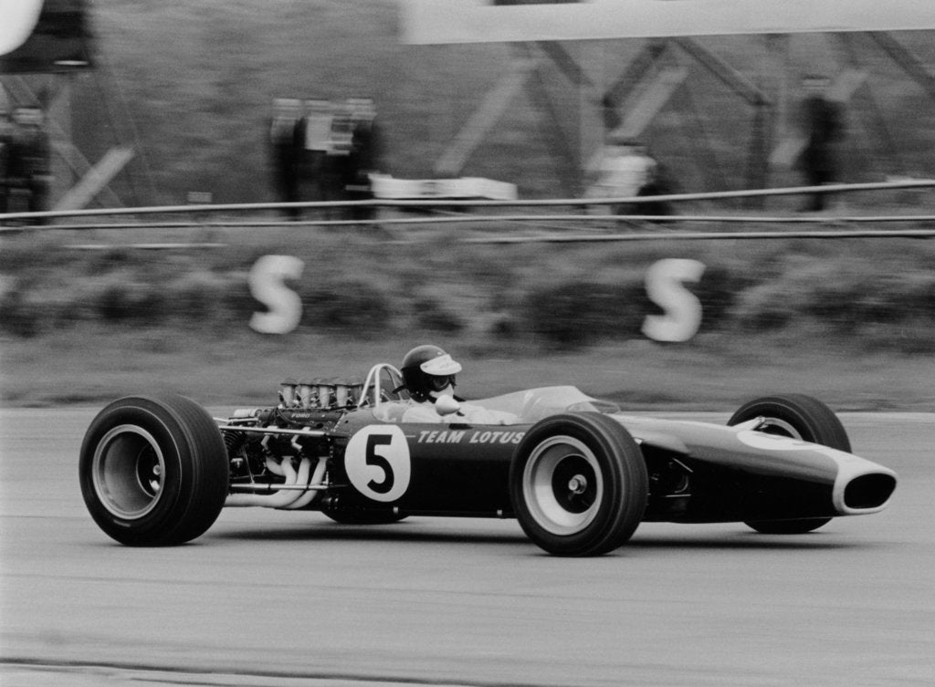 Detail of Jim Clark driving the Lotus 49 at the British Grand Prix, Silverstone, 1967 by Unknown