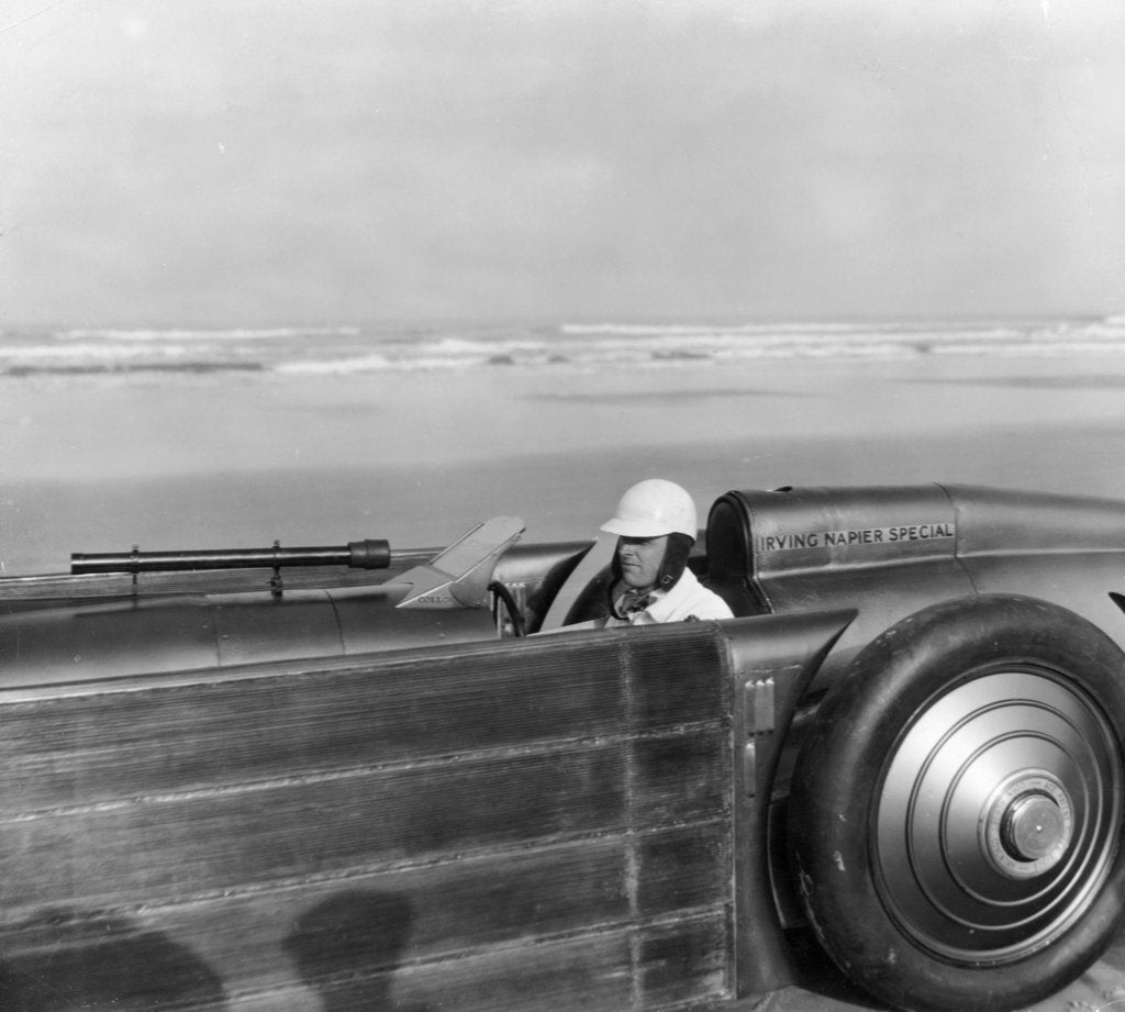 Detail of Henry Segrave driving the Golden Arrow, Daytona Beach, Florida, USA, 1929 by Unknown