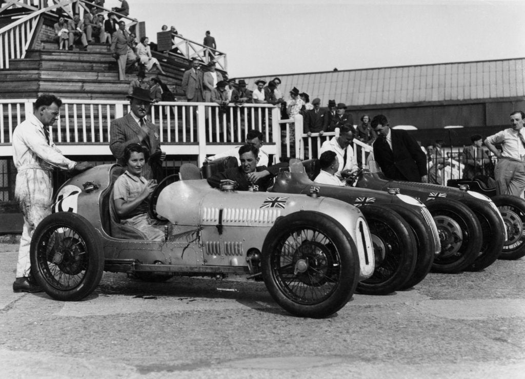 Detail of The Austin 7 team at Brooklands, Surrey, 1937 by Unknown