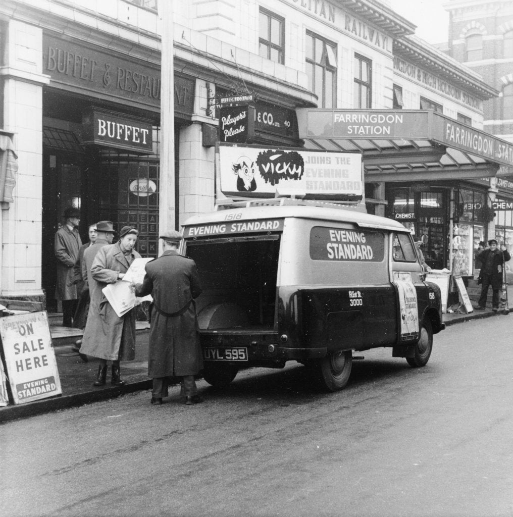 Detail of 1958 Bedford CA van delivering the Evening Standard, London, 1958 by Unknown