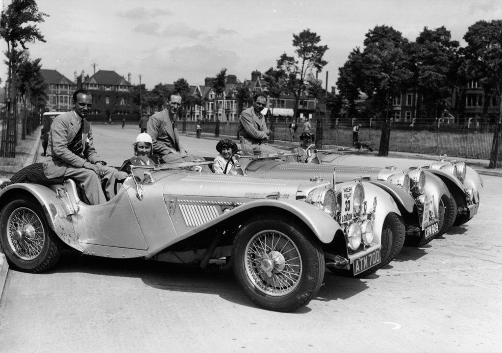 Detail of 1937 Jaguar SS100 2 1/2 litre team on Welsh rally, 1937 by Unknown