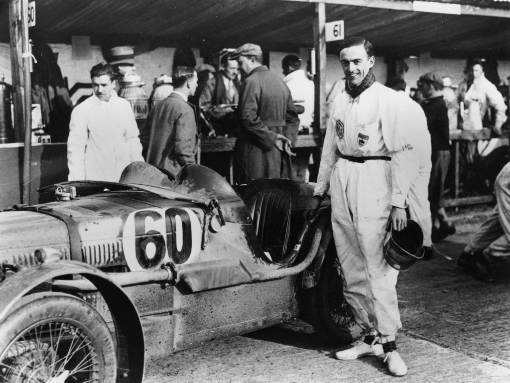Detail of The Earl of March with a C type MG, 1931(?) by Unknown