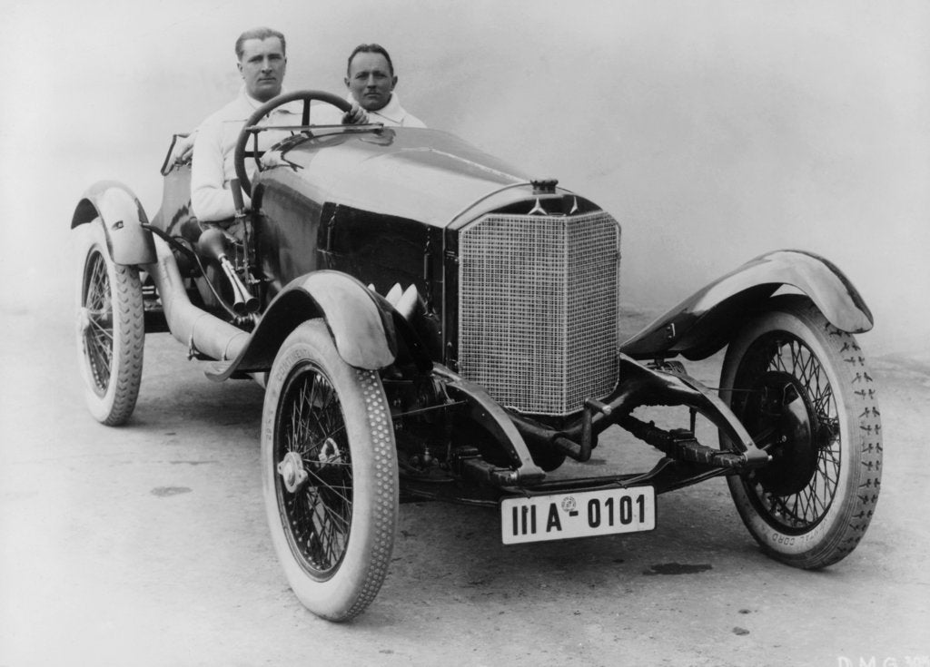 Detail of Alfred Neubauer behind the wheel of a 2-litre Daimler, Targa Florio, 1924 by Unknown