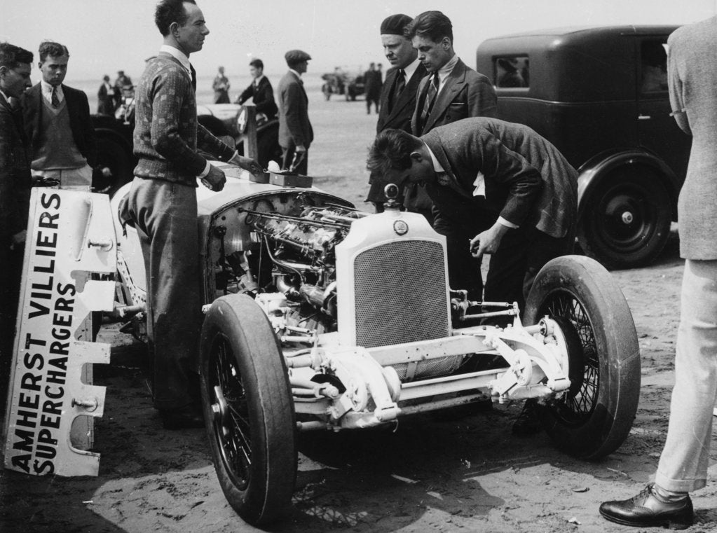 Detail of Raymond Mays with a Vauxhall Villiers TT, (1929?) by Unknown