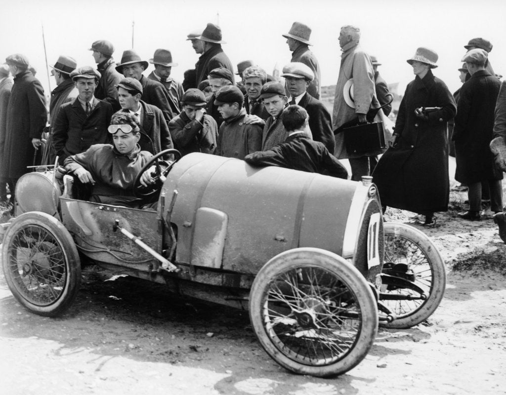Detail of Raymond Mays in a Bugatti, Porthcawl Sands, Wales, (1920s?) by Unknown