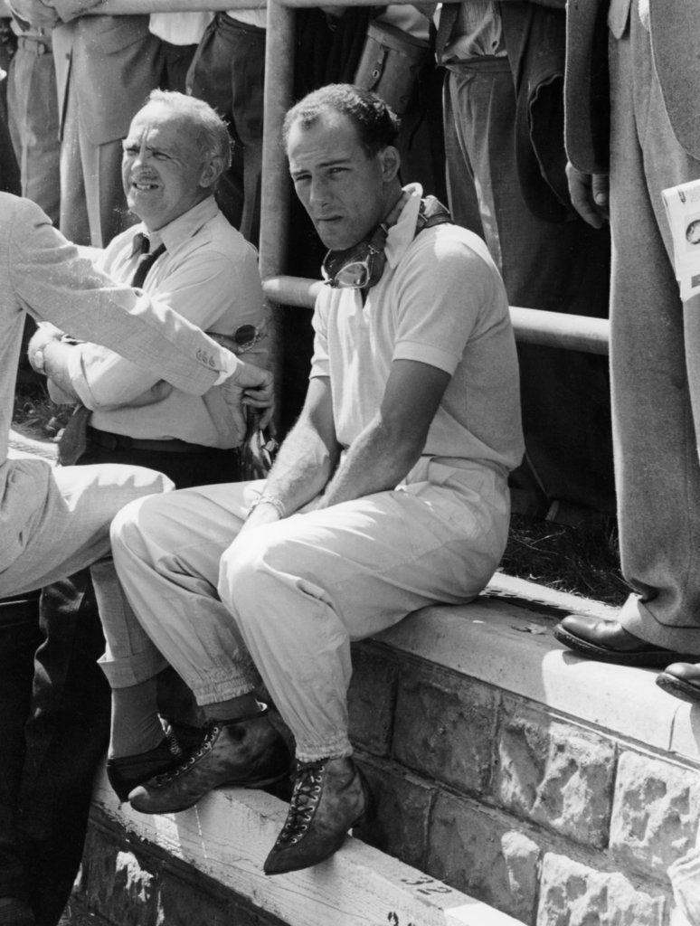 Detail of Stirling Moss at the British Grand Prix, Aintree, 1955 by Unknown