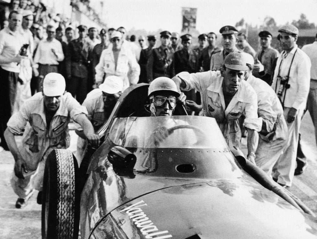 Detail of Stirling Moss in a Vanwall, Italian Grand Prix, Monza, 1957 by Unknown