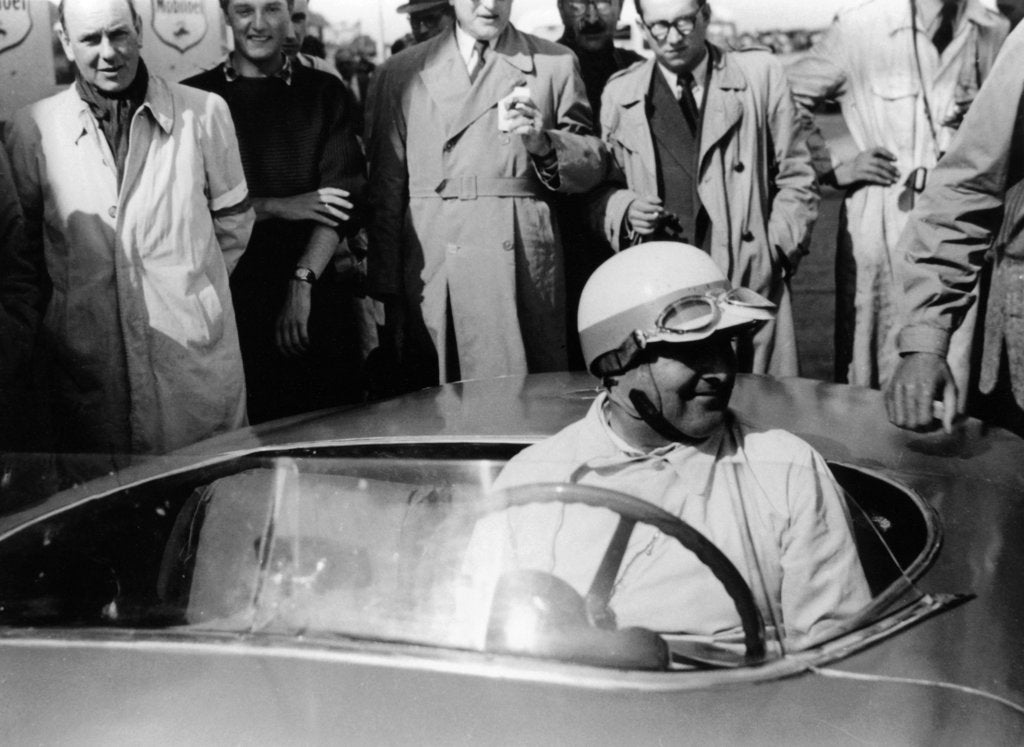 Detail of Hermann Lang in a Mercedes Benz 300 SL, Nurburgring 1000km, 1952 by Unknown