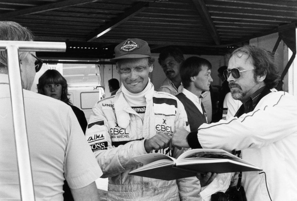 Detail of Niki Lauda, F1 driver for Marlboro McLaren, at the European Grand Prix by Anonymous