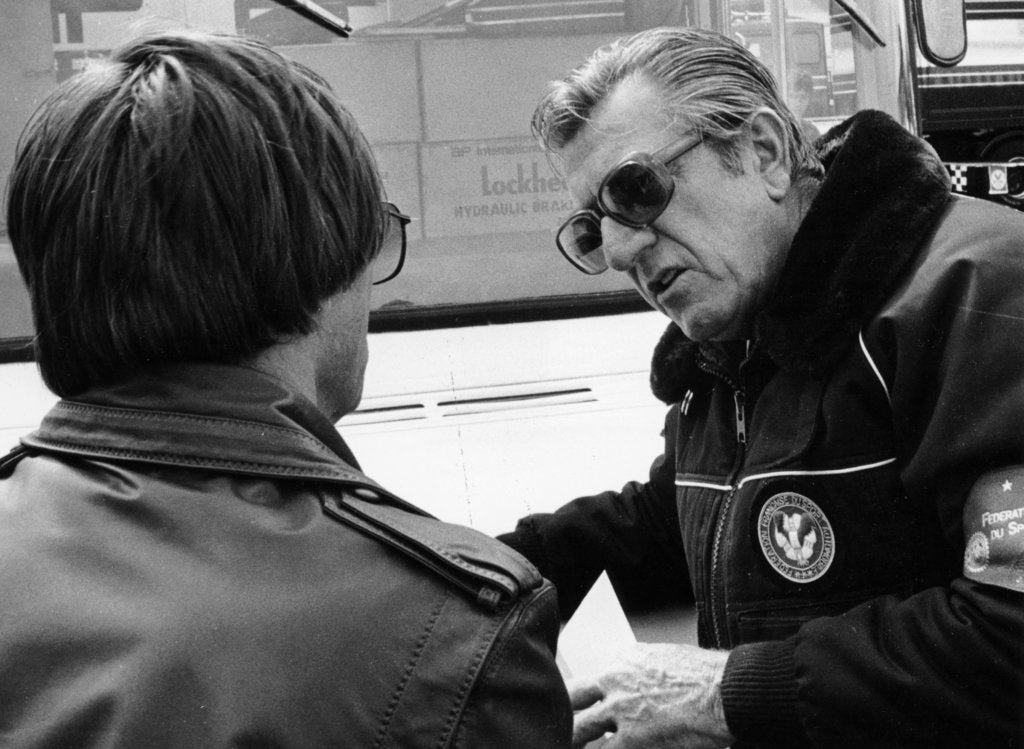 Detail of Jean-Marie Balestre speaking to Bernie Ecclestone, c1978-c1991 by Unknown