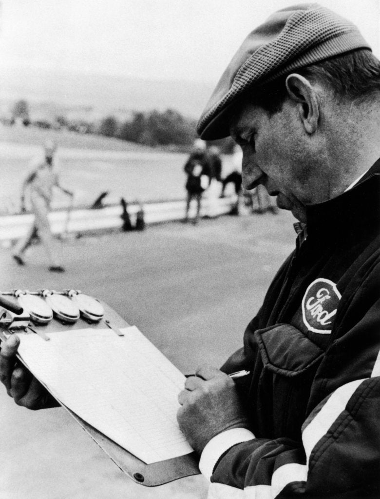 Detail of Ken Tyrrell noting down times, (c1970s?) by Unknown