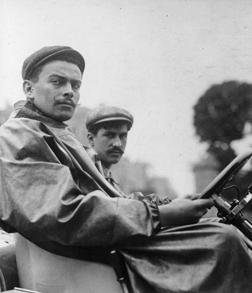 Detail of Louis Wagner in a Darracq by Unknown