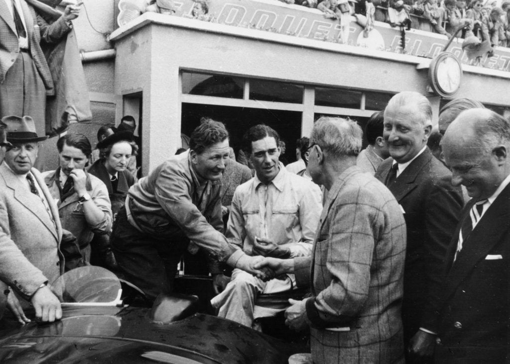 Detail of Peter Whitehead being congratulated on his victory with Peter Walker of the Le Mans 24 hours, 1951 by Unknown