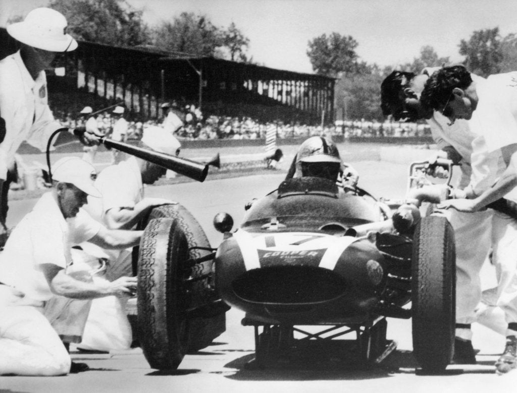 Detail of Jack Brabham's Cooper in the pits, Indianapolis 500, Indiana, USA, 1961 by Unknown