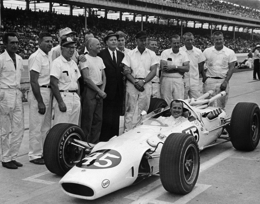 Detail of AJ Foyt in Lotus-Ford, Indianapolis 500, Indiana, USA, 1965 by Unknown