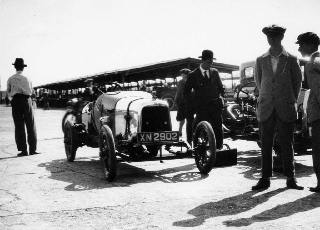 Detail of Malcolm Campbell and a Talbot car in the Paddock at Brooklands, Surrey, June 1923 by Unknown