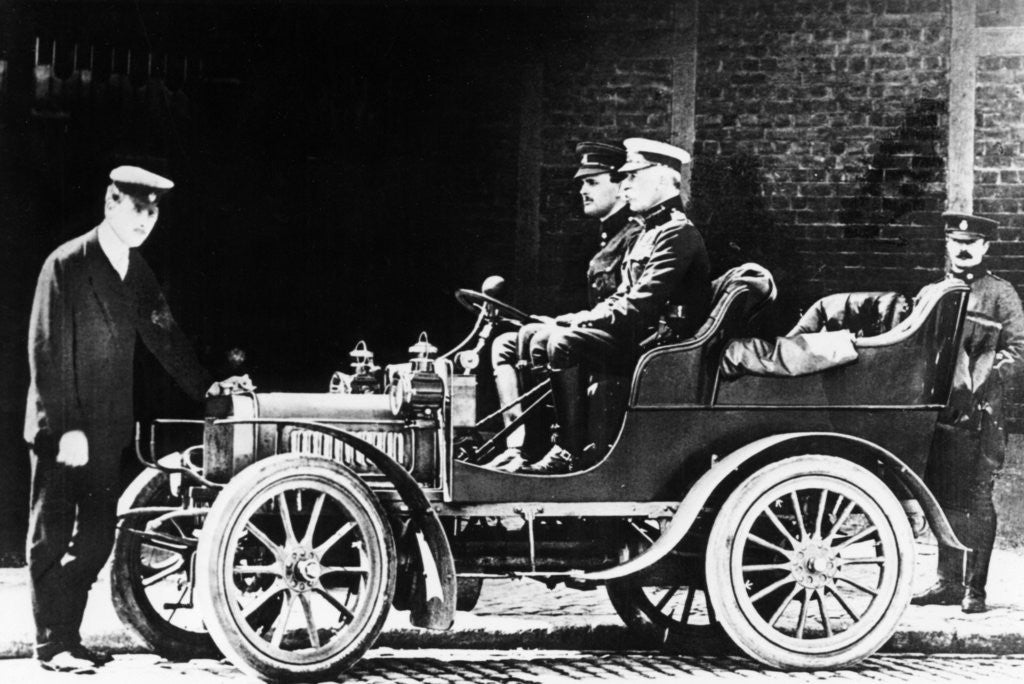 Detail of Charles Rolls at the wheel of a 1904 Royce car by Anonymous
