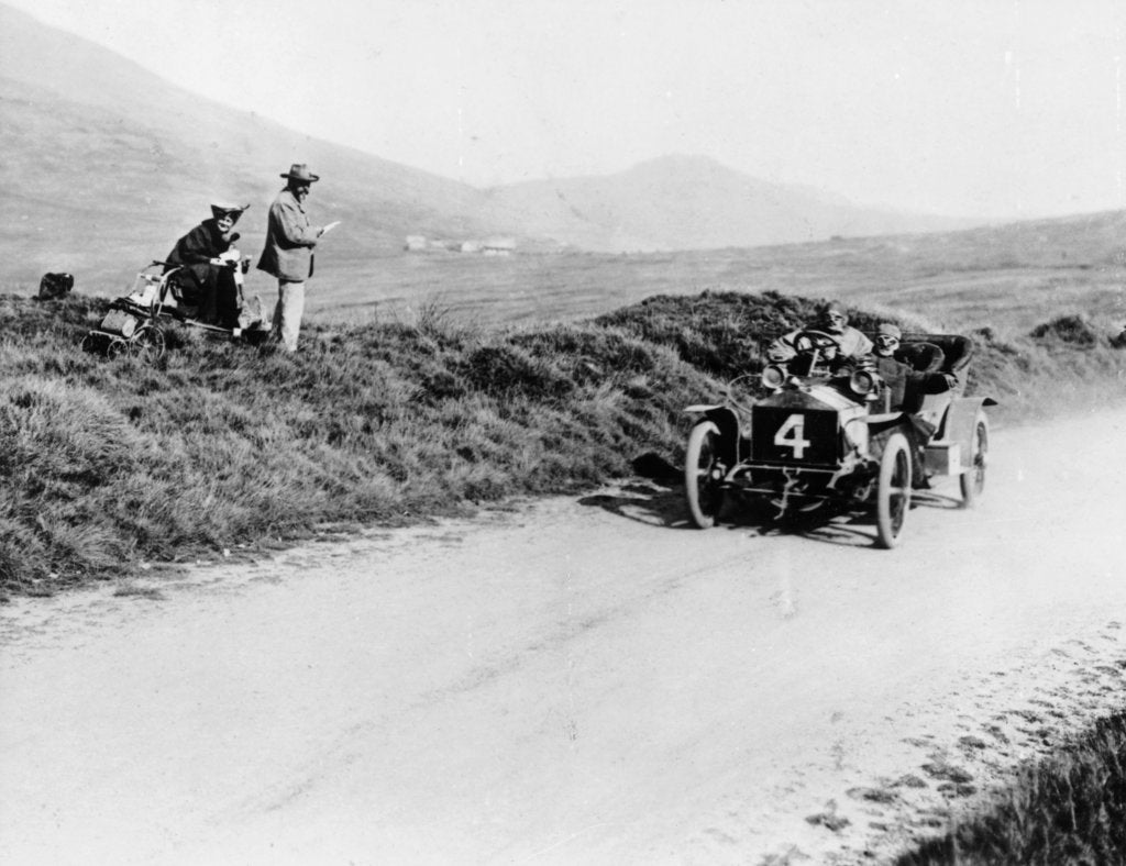 Detail of Charles Rolls on the way to winning the Isle of Man TT race in a 20 hp Rolls-Royce, 1906 by Unknown