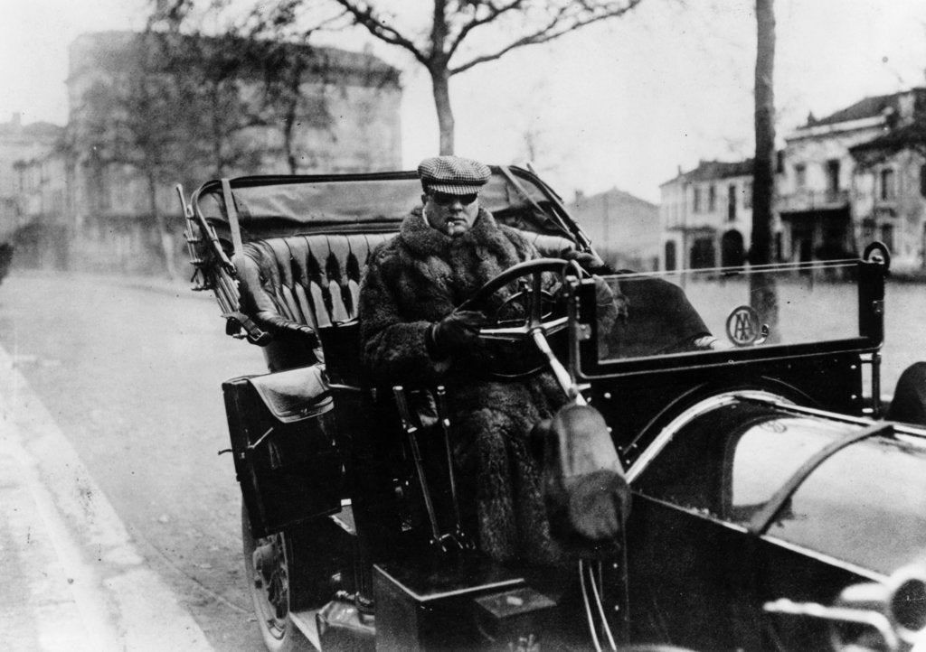 Detail of Lord Northcliffe at the wheel of a 1908 135 hp Mercedes, (c1908?) by Unknown