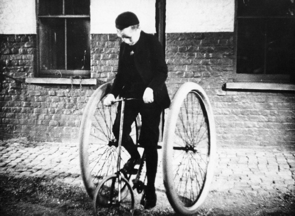 Detail of Johnny Dunlop riding his tricycle with rubber tyres, 1888 by Unknown