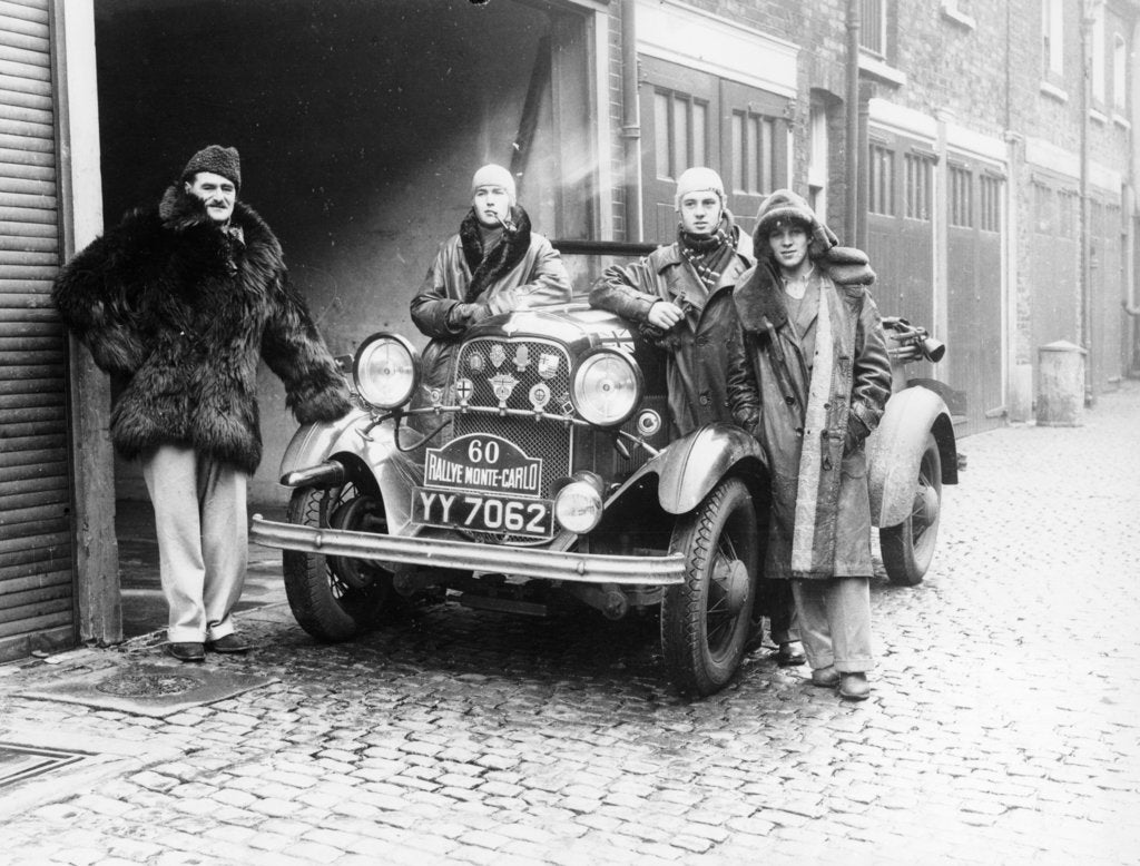 Detail of J Walters, JA Driskell, R Silva and ID Stuthers with a Ford V8, (1932?) by Unknown