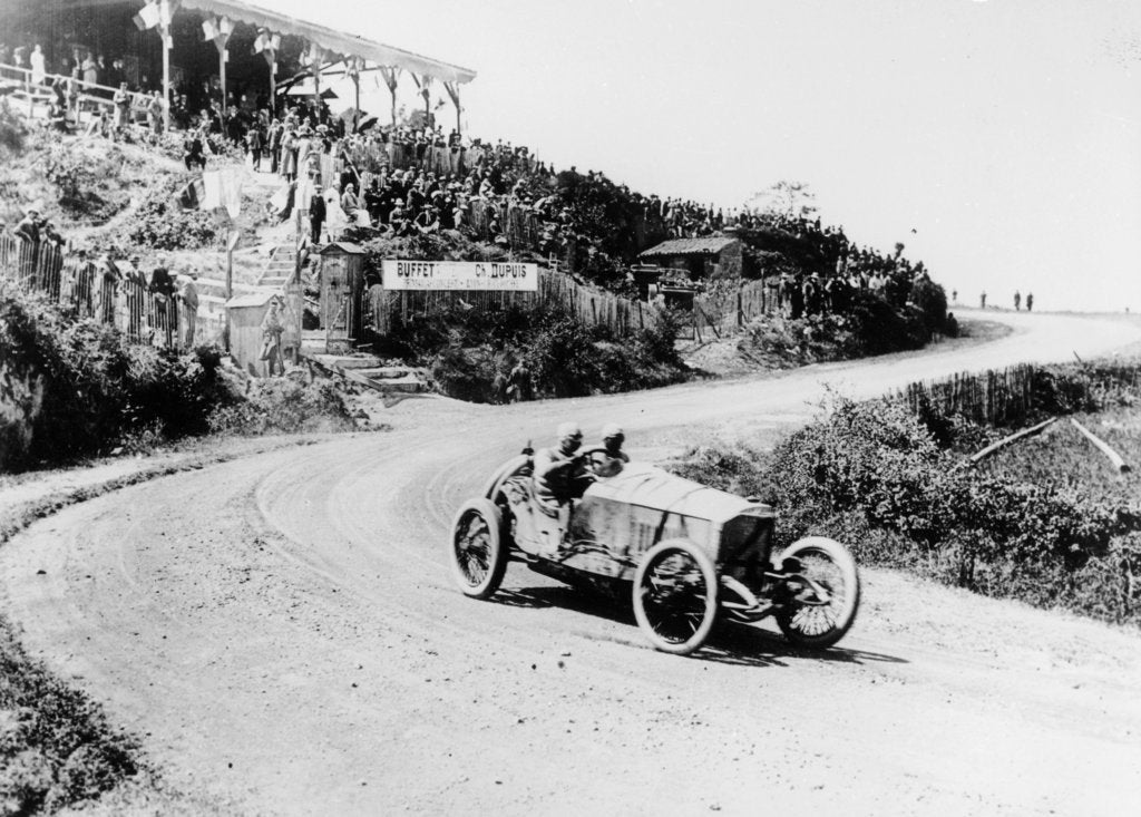 Detail of T Pilette in a Mercedes 4.5 litre at the French Grand Prix, Lyons, 1914 by Unknown