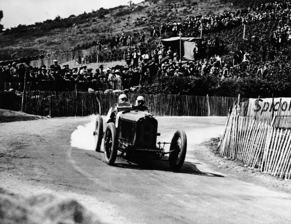 Detail of Kenelm Lee Guinness in a 6 cylinder Sunbeam, French Grand Prix, Lyons, 1924 by Unknown