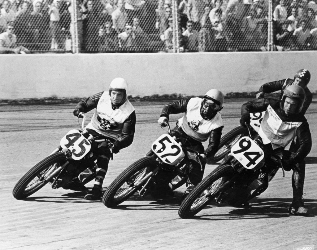 Detail of Competitors in a dirt track race by Anonymous