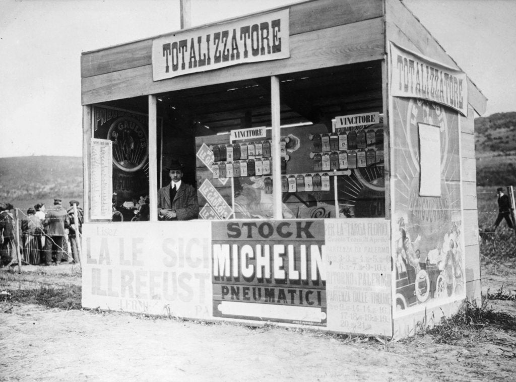 Detail of The Tote stand, Targa Florio race, Sicily, 1907 by Unknown