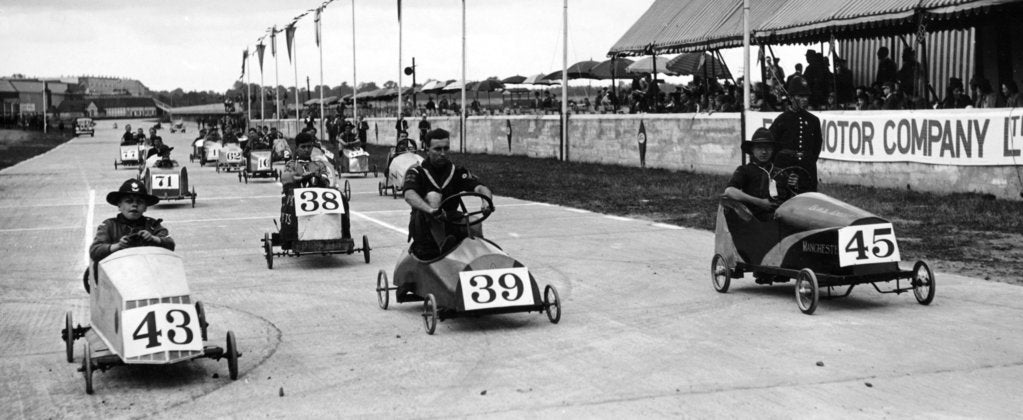 Detail of Soap Box Derby, Crystal Palace, London, 1939 by Unknown