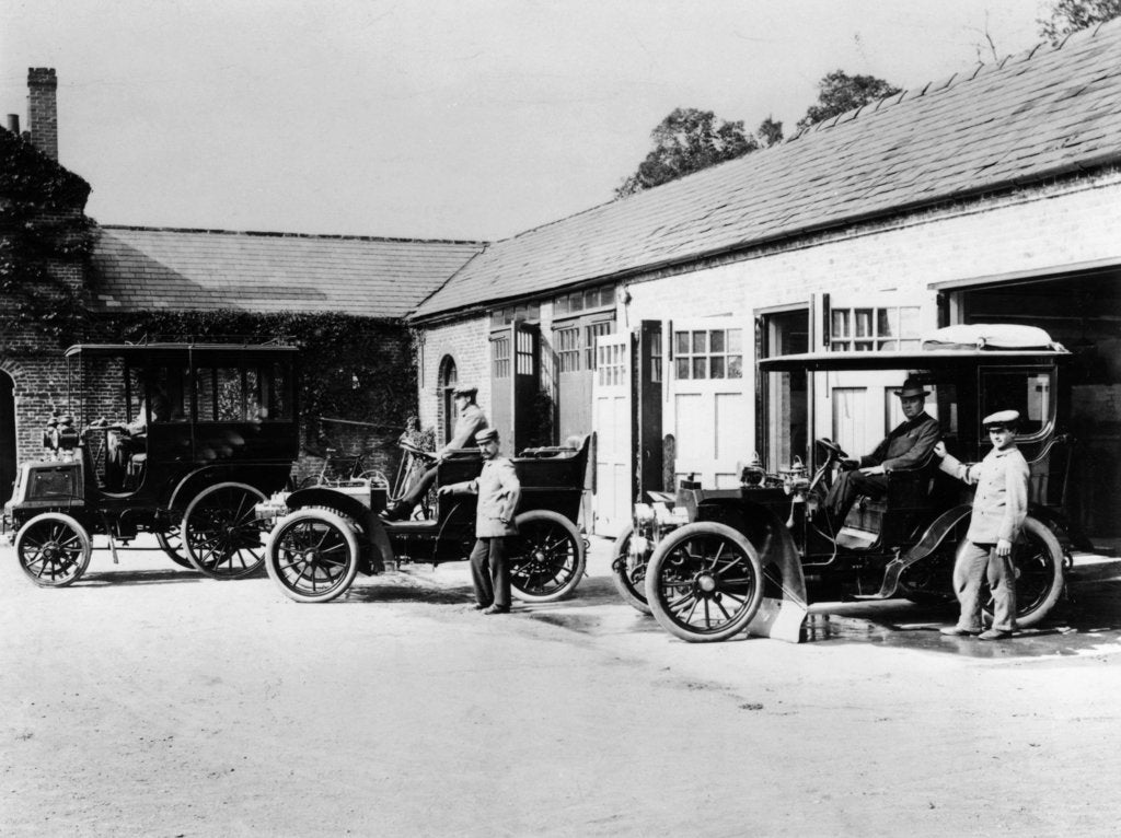 Detail of Cars parked at Lord Northcliffe's stable by Unknown
