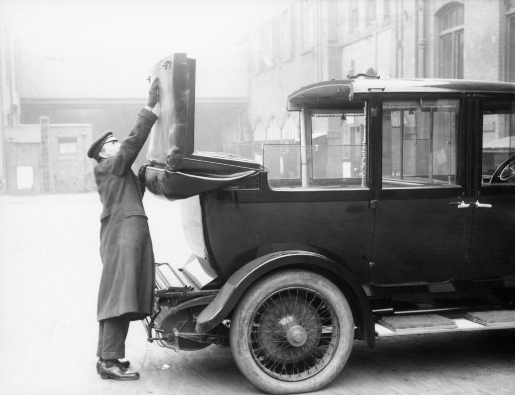 Detail of Chauffeur with a partly convertible Daimler by Unknown