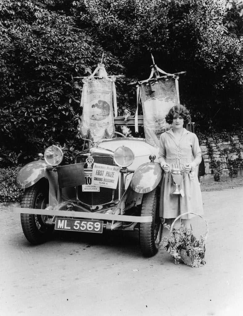 Detail of A woman and her prize winning Ballot car, Bournemouth, Dorset, 1928 by Unknown