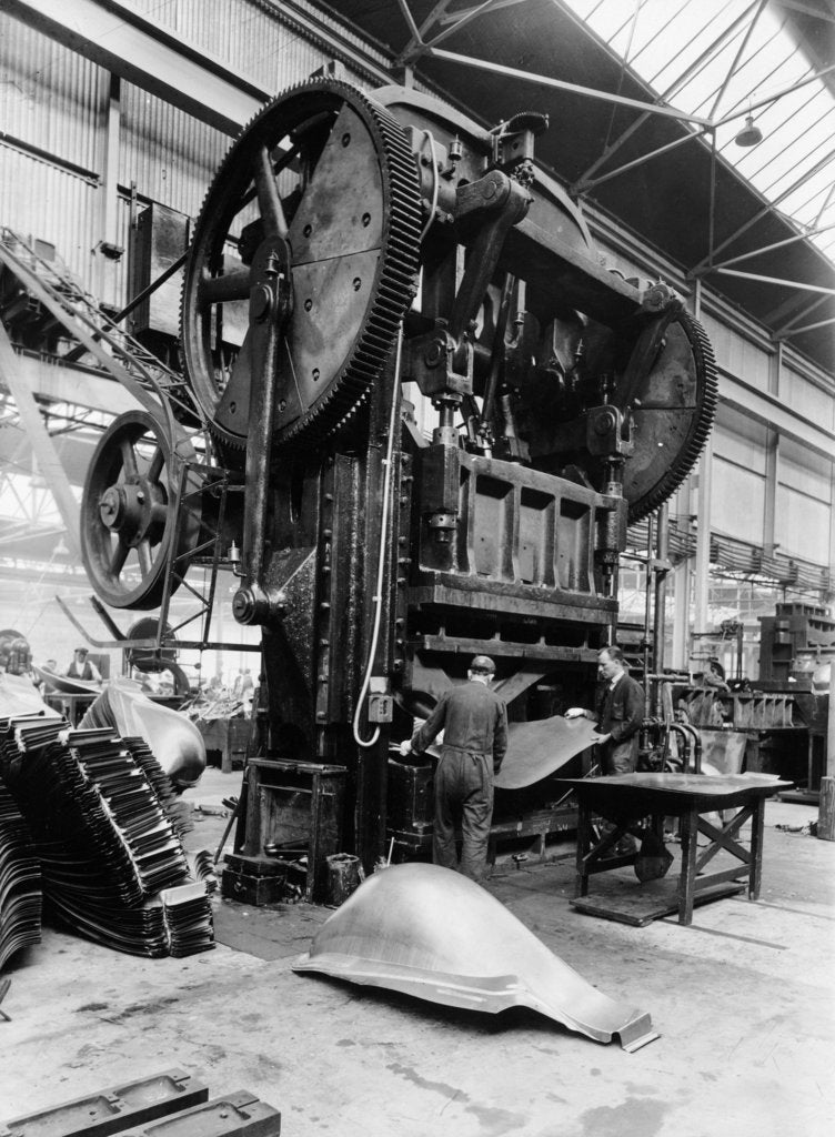 Detail of Giant press, Vauxhall factory, Luton, Bedfordshire, 1935 by Unknown